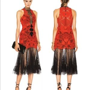 NEW JONATHAN SIMKHAI {$1,695} Red Lace Crochet sleeveless midi dress Size 2
